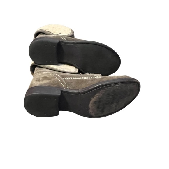 Diba Women's Combat Boots Ankle taupe Suede Lace Fold Over Shearling, Size 8‎ - Picture 6 of 8